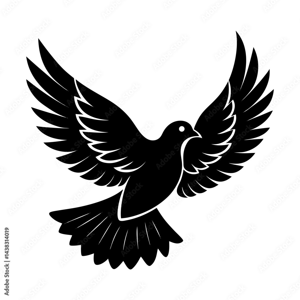 Obraz premium Flying Dove Silhouette vector illustration