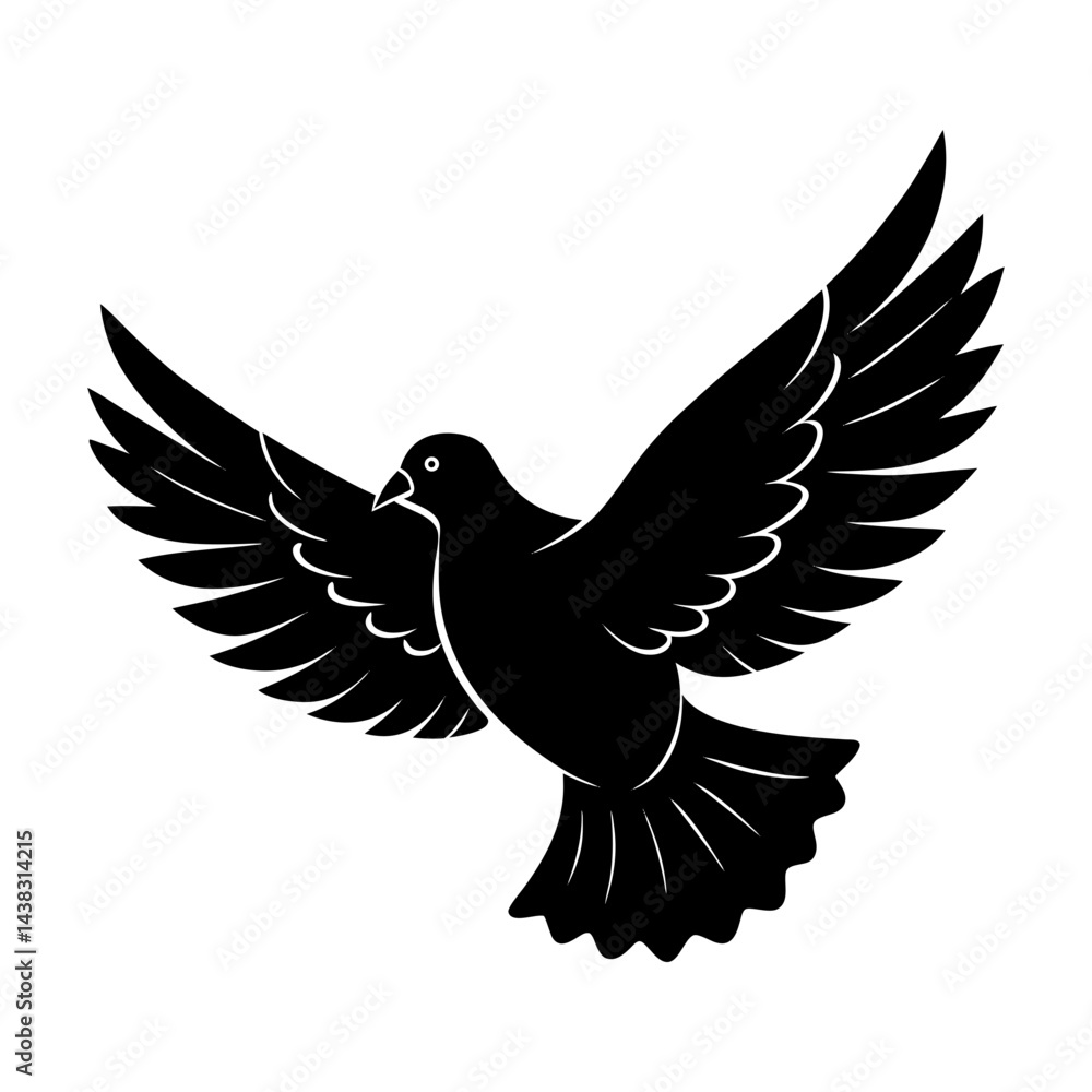 Obraz premium Flying Dove Silhouette vector illustration