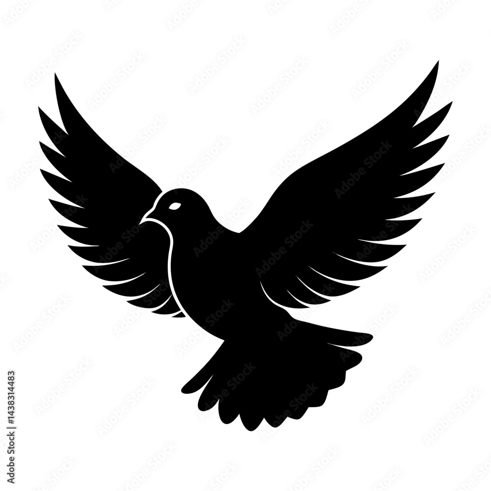 Obraz premium Flying Dove Silhouette vector illustration