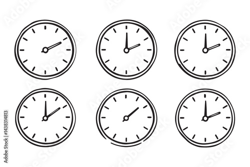 Wall clock set line art