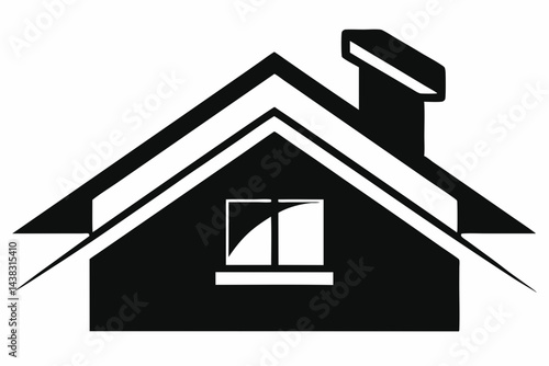 Dormer Window Popping From Roof Silhouette vector illustration