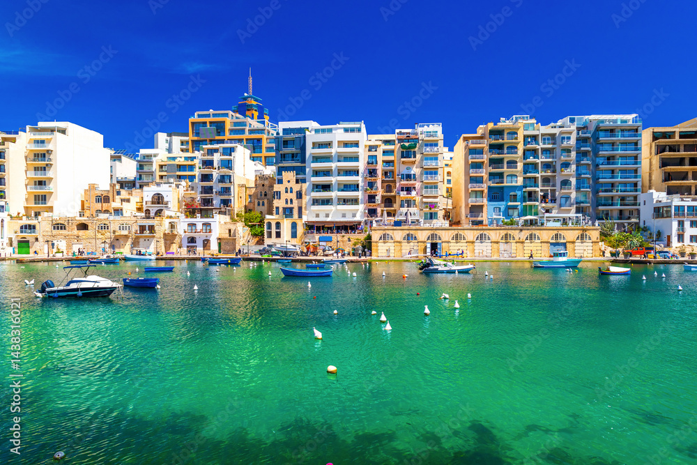 Beautiful view of the St Julian's Bay, Malta