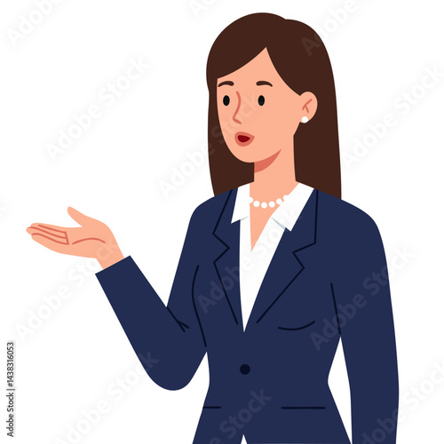 Minimal Vector Illustration of Businesswoman Character Engaging and Presenting Ideas