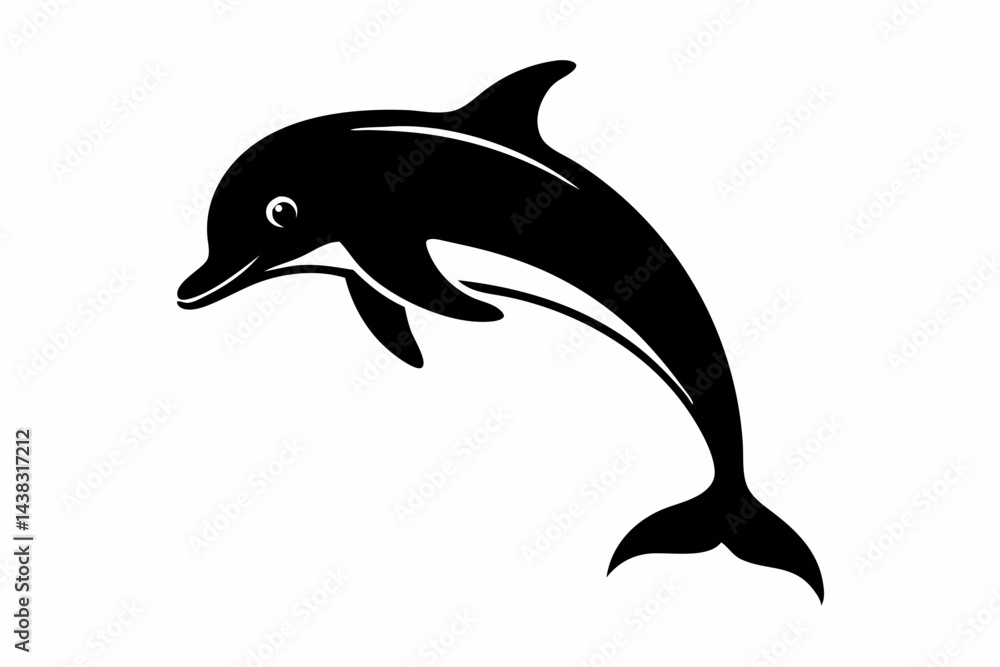 Fototapeta premium Jumping Dolphin Silhouette vector illustration