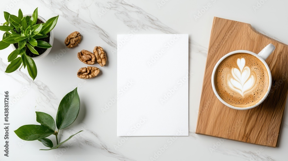 Cozy Coffee Cup and Open Book Resting on Elegant Marble Surface Cozy Coffee Cup and Open Book Resting on Elegant Marble Surface