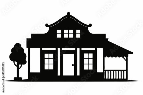 Mini Plantation Era General Store Silhouette vector illustration