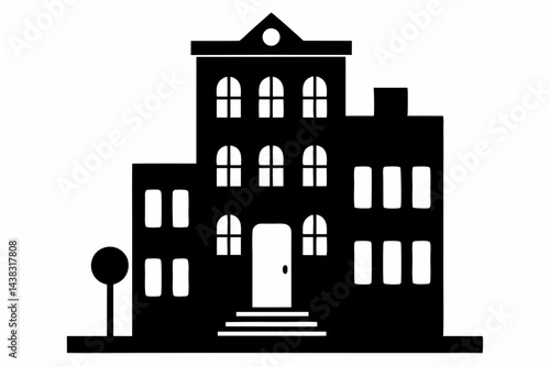 Miniature Brooklyn Townhouse Silhouette vector illustration