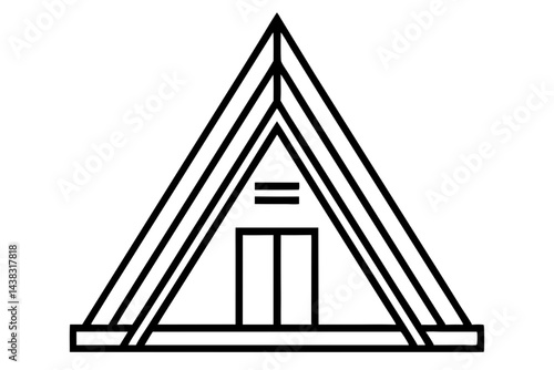 Miniature A Frame Cabin Line Art vector illustration