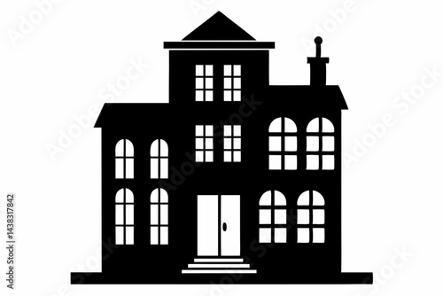 Miniature Brooklyn Townhouse Silhouette vector illustration