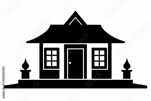 Miniature Chicago Bungalow Silhouette vector illustration