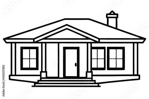 Miniature Chicago Bungalow Line Art vector illustration