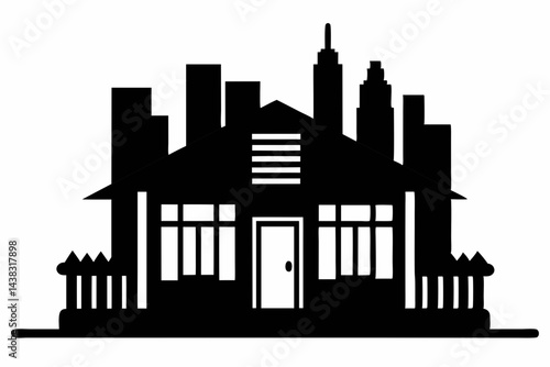 Miniature Chicago Bungalow Silhouette vector illustration