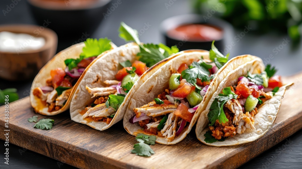 Delicious Tacos Served on a Colorful Plate with Fresh Ingredients and Salsa Delicious Tacos Served on a Colorful Plate with Fresh Ingredients and Salsa