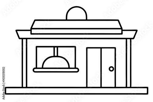 Miniature Drive Thru Fast Food Building Line Art vector illustration