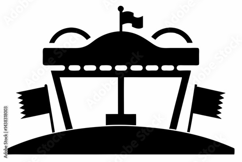 Miniature Drive In Theater Sign Silhouette vector illustration