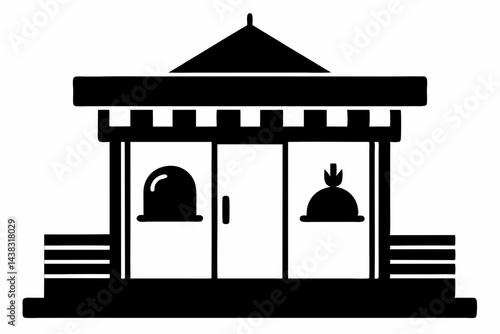 Miniature Drive Thru Fast Food Building Silhouette vector illustration