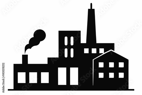 Miniature Industrial Smokestack Building Silhouette vector illustration
