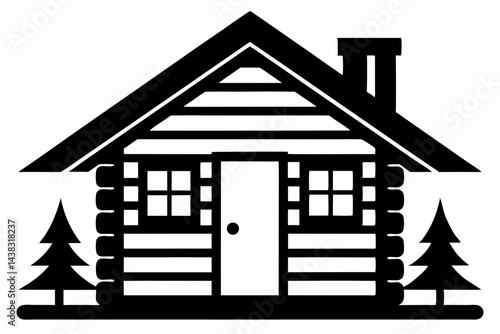 Miniature Log Cabin Silhouette vector illustration