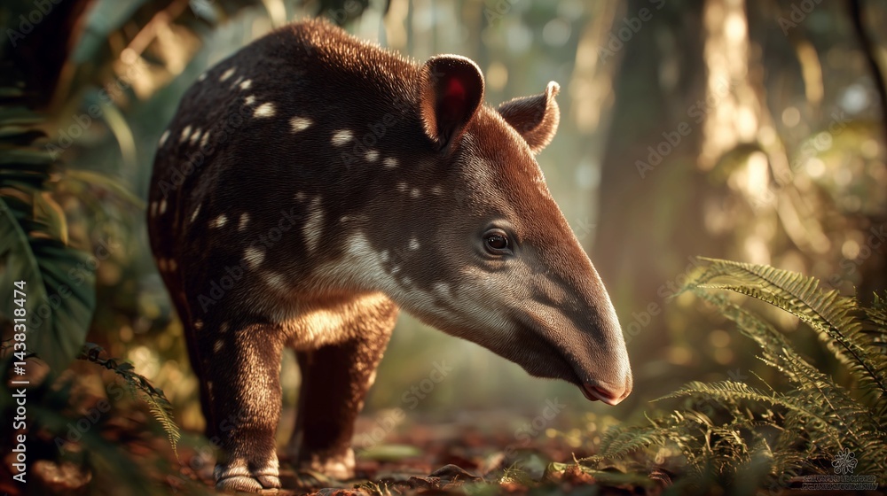 Obraz premium Close-up of a tapir's unique snout. Highlights biodiversity & the beauty of endangered wildlife. Strong visual impact.