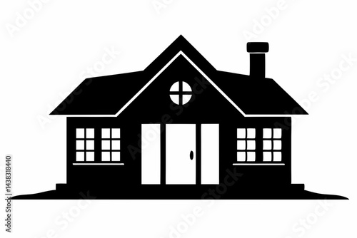 Miniature Prairie Style House Silhouette vector illustration