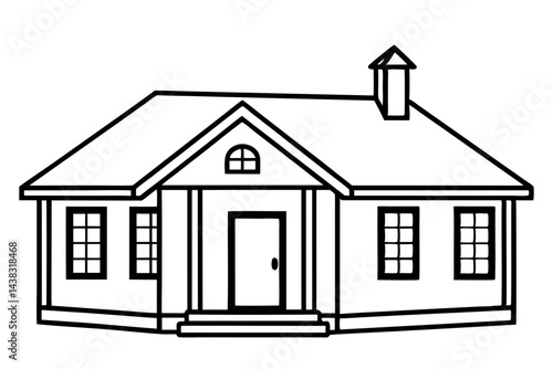 Miniature Prairie Style House Line Art vector illustration