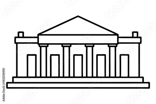 Miniature Presidential Library Building Line Art vector illustration