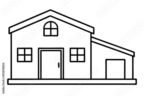 Miniature Warehouse Loft Building Line Art vector illustration