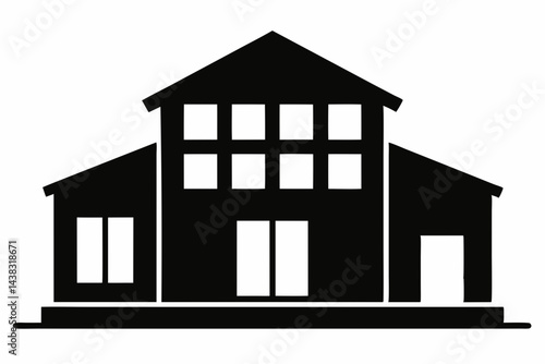 Miniature Warehouse Loft Building Silhouette vector illustration