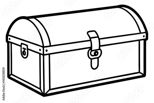 Old Steamer Trunk Storage Box Line Art vector illustration