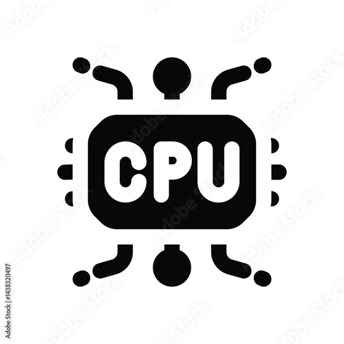 cpu glyph icon. Strong and solid vector icon for websites, mobile interfaces, presentations, and visual branding. High quality and easy to edit.