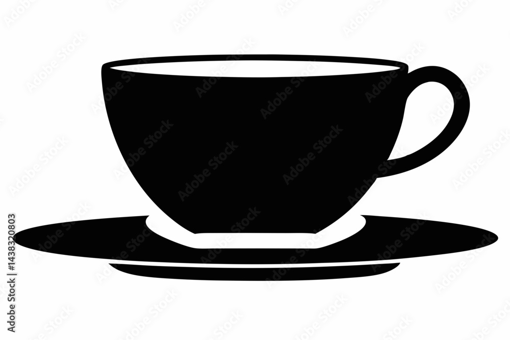 Teacup With Saucer Silhouette vector illustration Teacup With Saucer Silhouette vector illustration