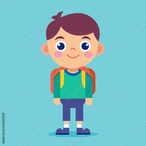 kid with backpack studying
