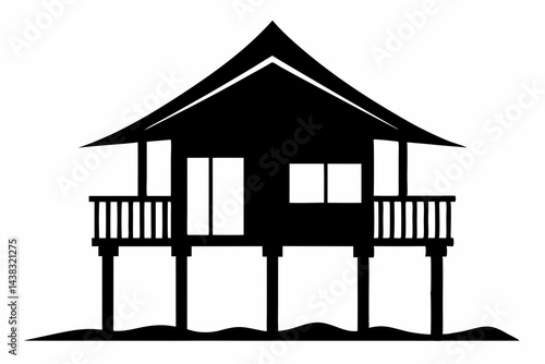 Tiny Gulf Coast Stilt House Silhouette vector illustration