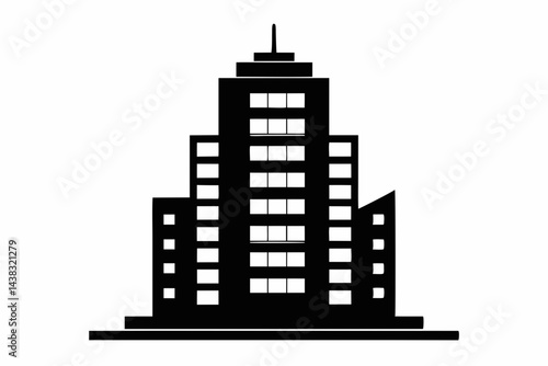 Tiny High Rise Apartment Block Silhouette vector illustration