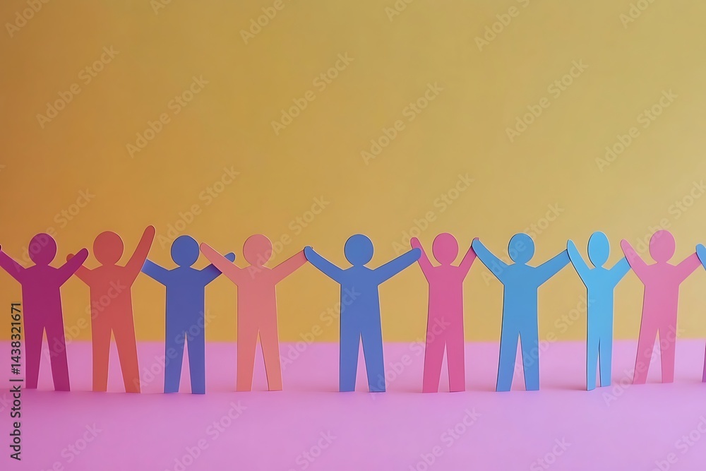 Pastel Paper People Group Teamwork Connection Pastel Paper People Group Teamwork Connection