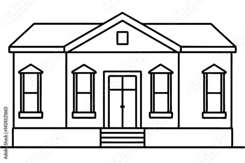 Tiny San Francisco Row House Line Art vector illustration