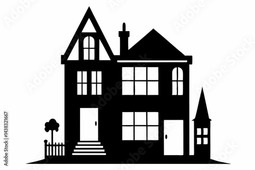 Tiny San Francisco Row House Silhouette vector illustration