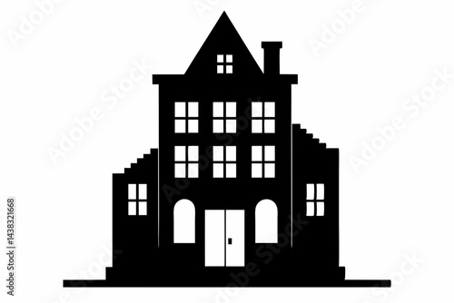 Tiny Urban Brownstone Silhouette vector illustration