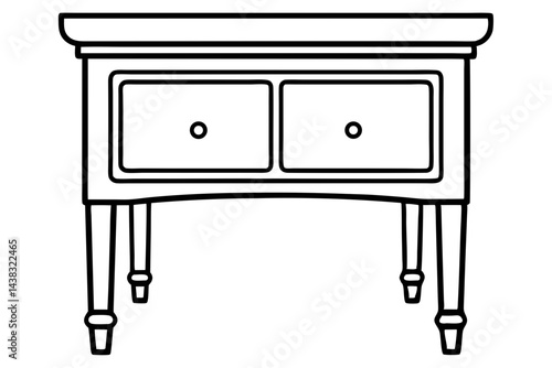 Vintage Washstand Table Line Art vector illustration