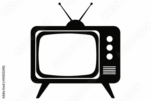 Vintage Television Set On Stand Silhouette vector illustration
