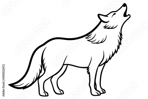 Wolf Howling Line Art vector illustration