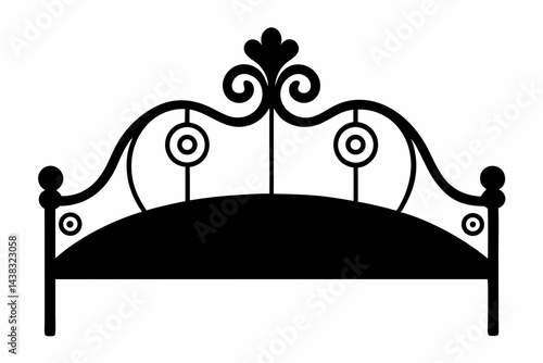 Wrought Iron Headboard Silhouette vector illustration