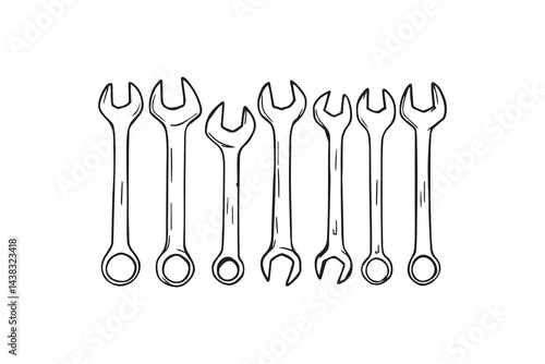 Wrench set line art