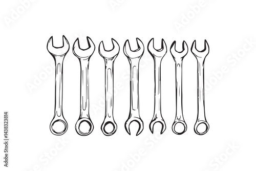 Wrench set line art