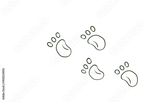 Animal footprints. Doodle hand drawn minimalist icons. Animal footprints on the ground