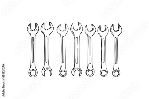 Wrench set line art