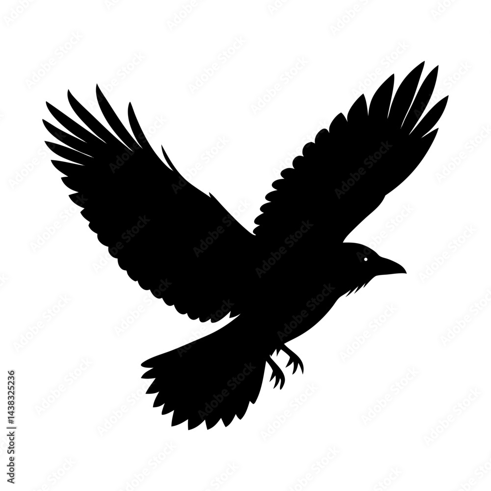 Obraz premium Flying Crow Silhouette vector illustration