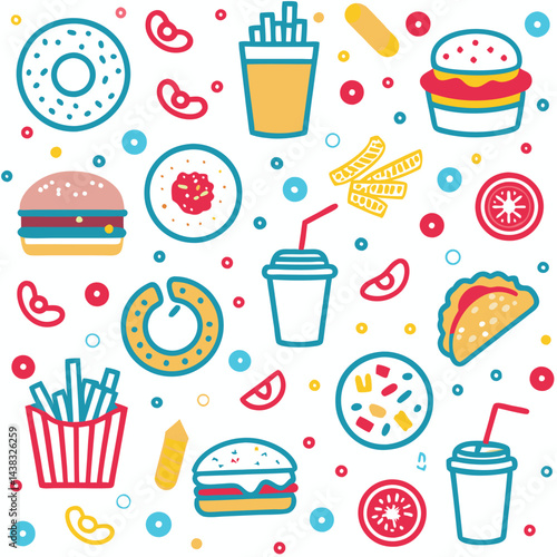 Colorful Fast Food Pattern