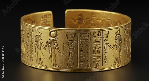 Wallpaper Mural Gold Egyptian Bracelet with Hieroglyphs and Figures Torontodigital.ca