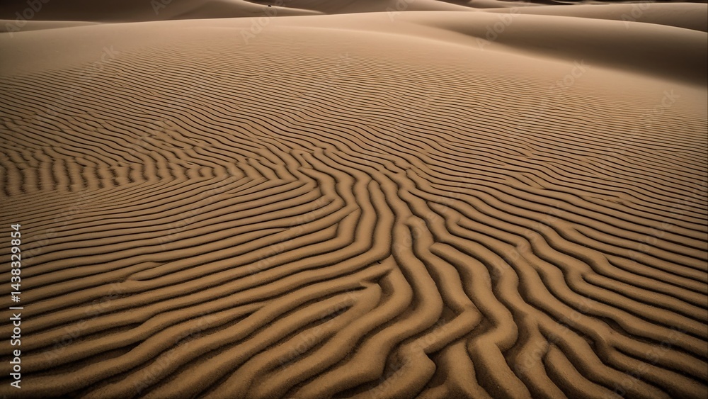 Naklejka premium Golden Sand Dunes - Abstract Desert Landscape Pattern for Travel Imagery, Website Backgrounds, and Artistic Compositions